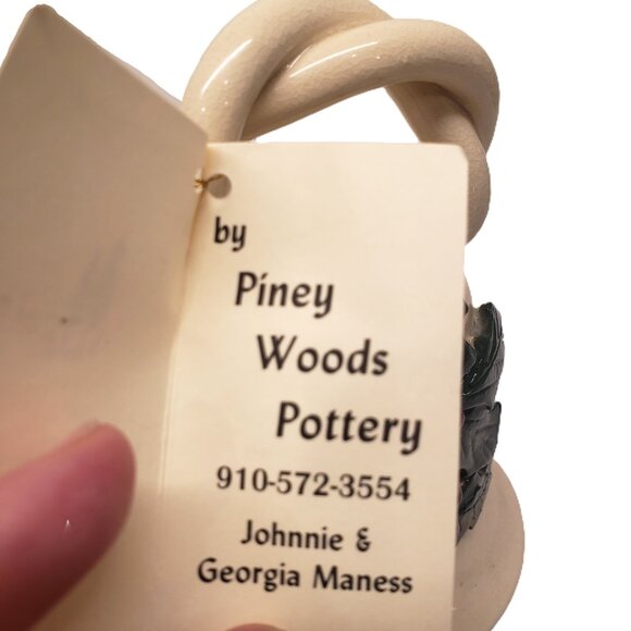 Piney Woods Pottery Christmas Bell Holly Berry Leaves Studio Handmade Signed 6" - Picture 6 of 7